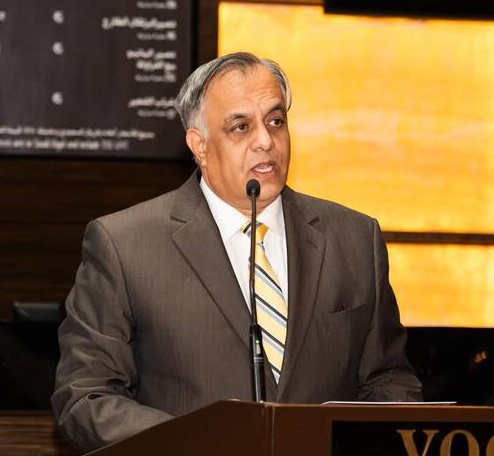 Indian ambassador Suhel Ajaz Khan speaking at tourism event in Riyadh.
