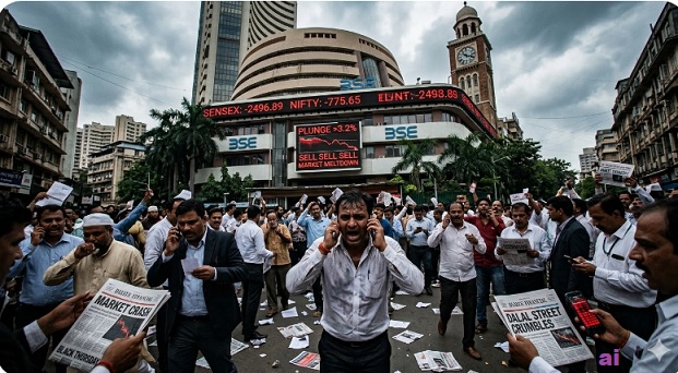 Market: Bloodbath on Dalal Street, Nifty Nears 23K Amid Global Panic & Crude Surge